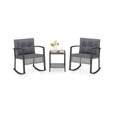 3-Piece Outdoor Rocking Chair Set for Garden-Gray