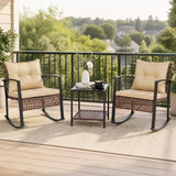 3-Piece Outdoor Rocking Chair Set