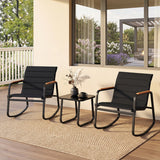 3 Piece Outdoor Rocking Bistro Set Porch Rocker Chairs
