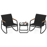 3 Piece Outdoor Rocking Bistro Set Porch Rocker Chairs