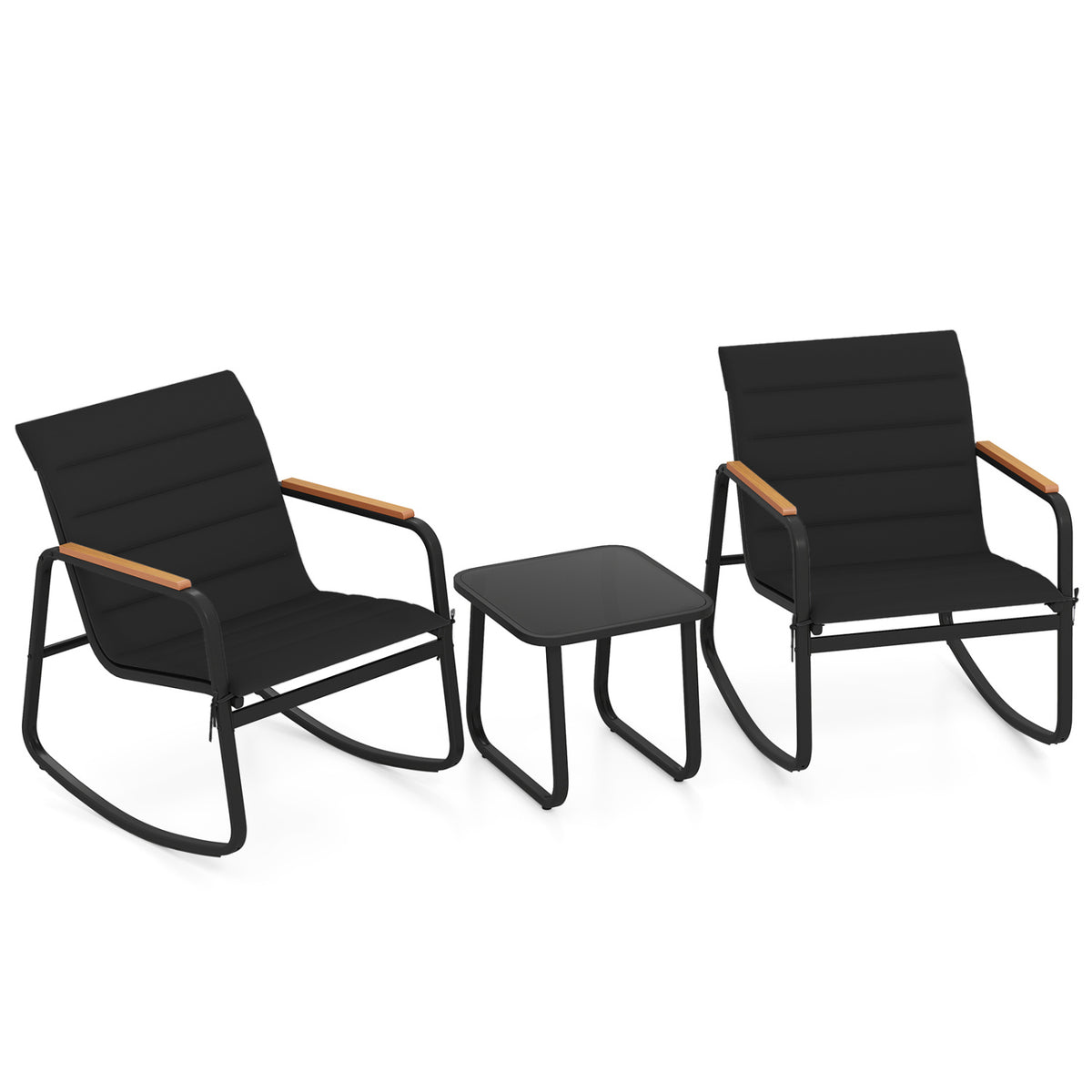 3 Piece Outdoor Rocking Bistro Set Porch Rocker Chairs