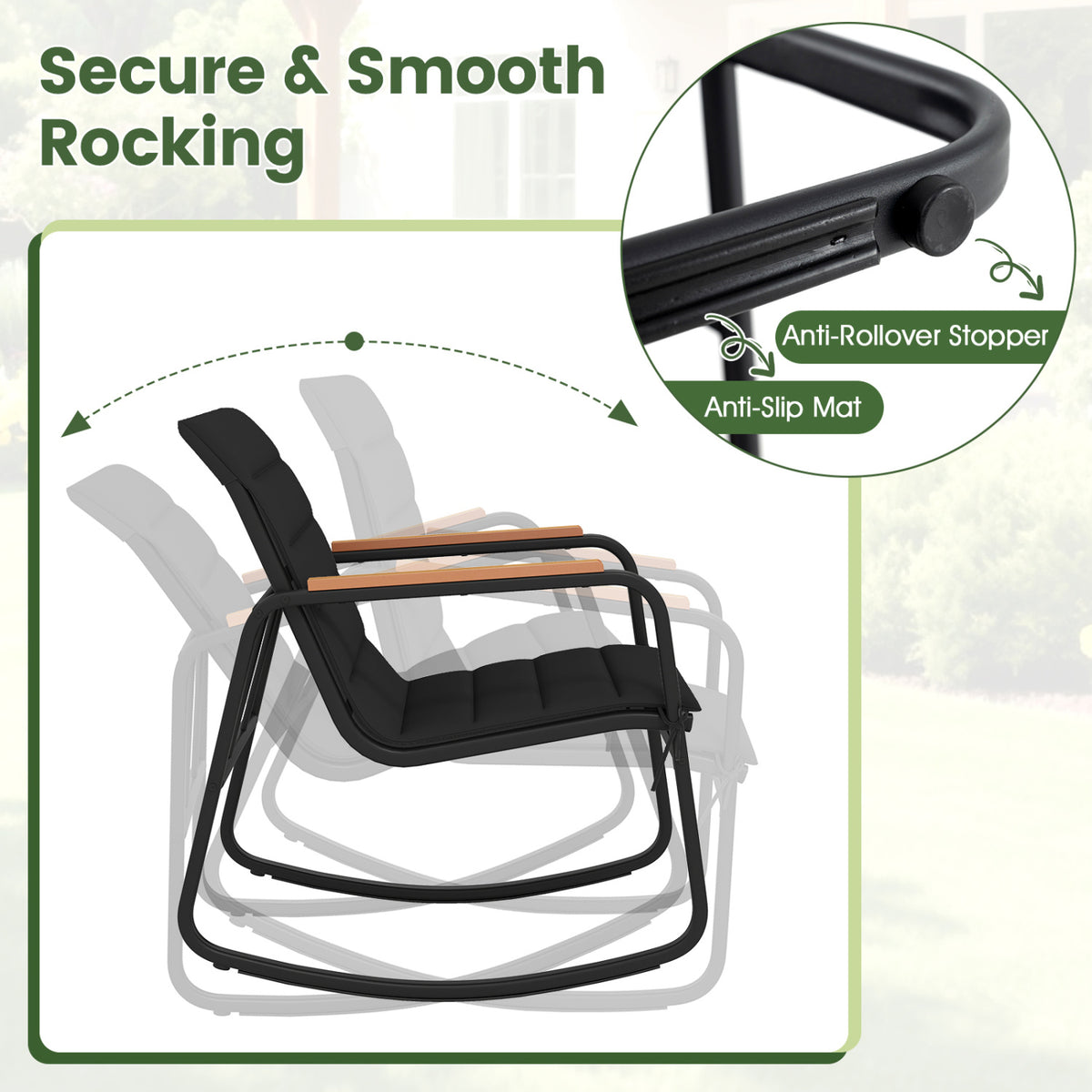 3 Piece Outdoor Rocking Bistro Set Porch Rocker Chairs