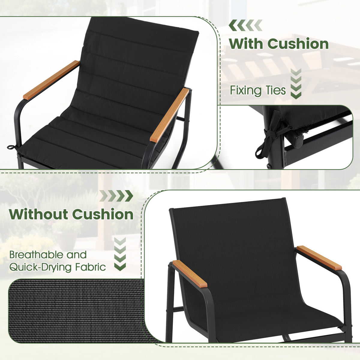 3 Piece Outdoor Rocking Bistro Set Porch Rocker Chairs