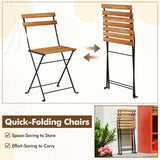 3 Piece Patio Acacia Wood Bistro Set with Slatted Seat and Tabletop