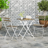 3 Piece Patio Acacia Wood Bistro Set with Slatted Seat and Tabletop