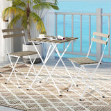 3 Piece Patio Acacia Wood Bistro Set with Slatted Seat and Tabletop