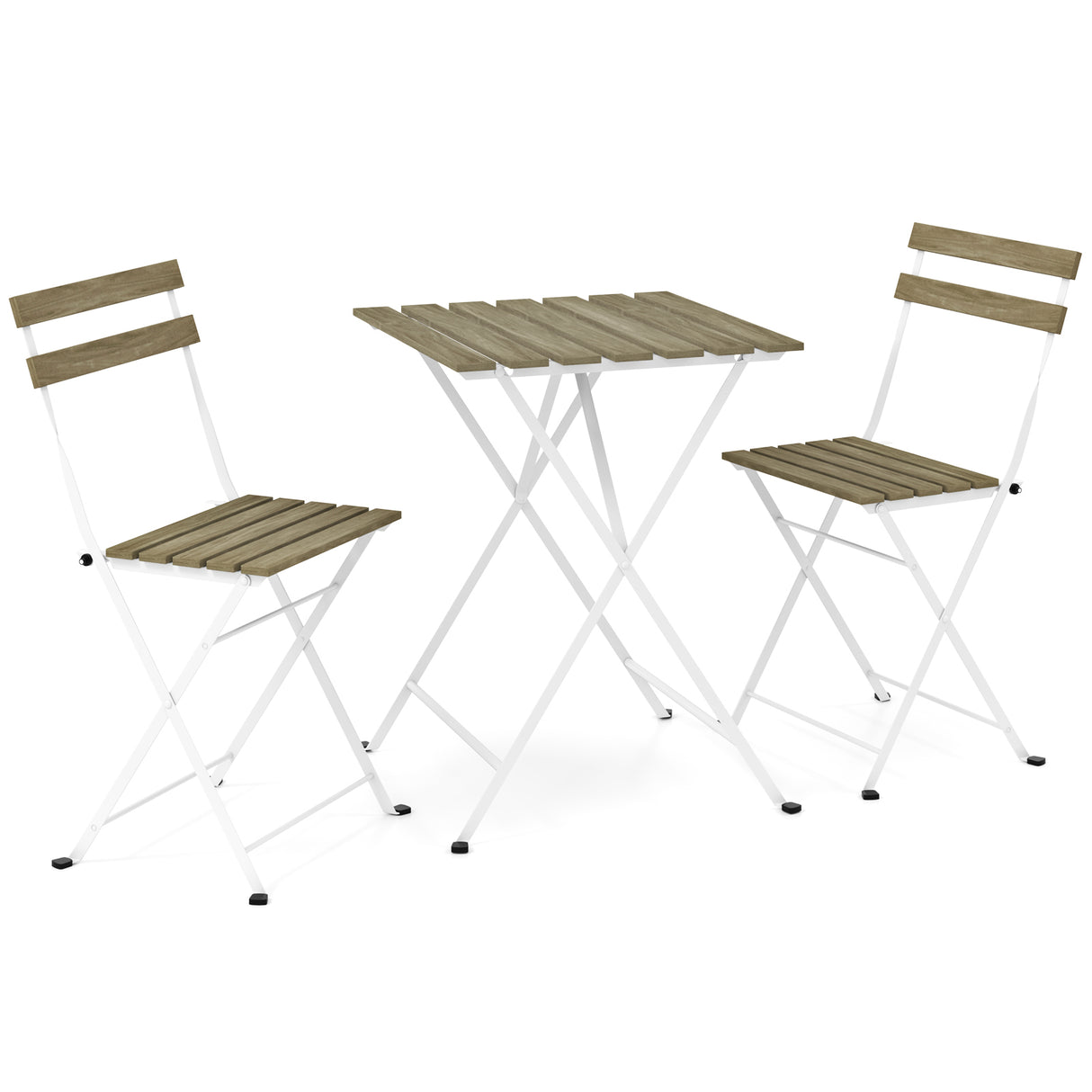 3 Piece Patio Acacia Wood Bistro Set with Slatted Seat and Tabletop