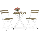 3 Piece Patio Acacia Wood Bistro Set with Slatted Seat and Tabletop