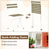 3 Piece Patio Acacia Wood Bistro Set with Slatted Seat and Tabletop