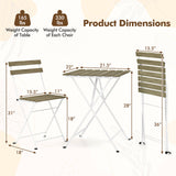 3 Piece Patio Acacia Wood Bistro Set with Slatted Seat and Tabletop