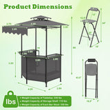 3-Piece Patio Bar Set Outdoor Grill Gazebo and 2 Folding Bar Stools