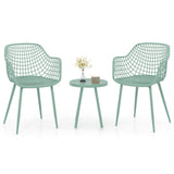 3 Piece Patio Chair Set with PP Seat and Tabletop for Porch