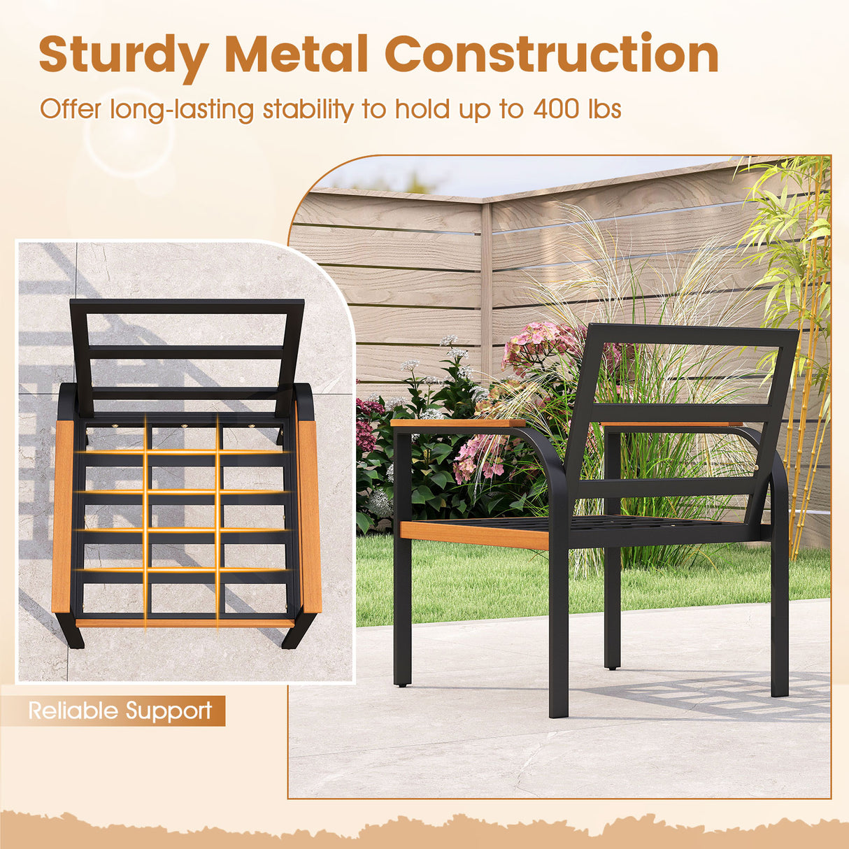 3 Piece Patio Furniture Set Outdoor Conversation Set with Coffee Table-Grey