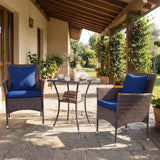 3 Pieces Patio Furniture Set with Cushioned Patio Chairs and Tempered Glass Coffee Table