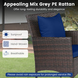 3 Pieces Patio Furniture Set with Cushioned Patio Chairs and Tempered Glass Coffee Table