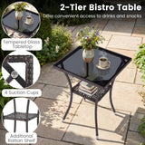 3 Pieces Patio Furniture Set with Cushioned Patio Chairs and Tempered Glass Coffee Table