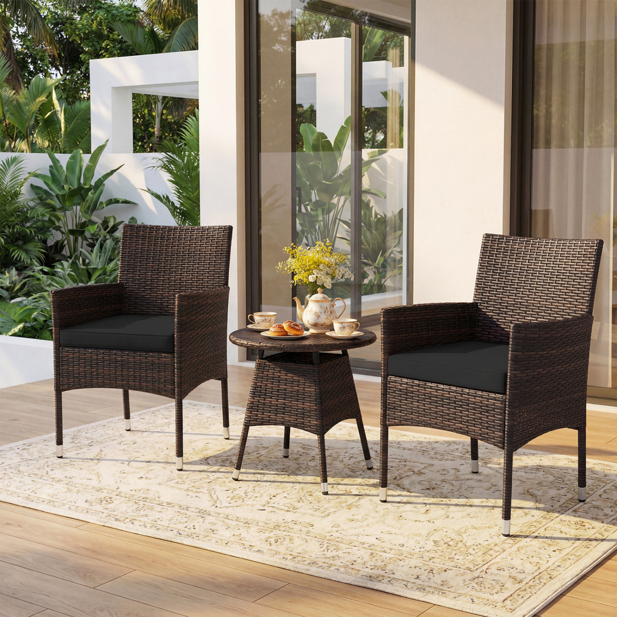 3 Piece Patio Furniture Set Outside Bistro Set for Porch