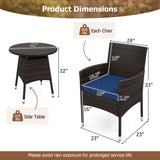 3 Piece Patio Furniture Set Outside Bistro Set for Porch