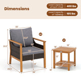 3 Piece Patio Furniture Set-Gray