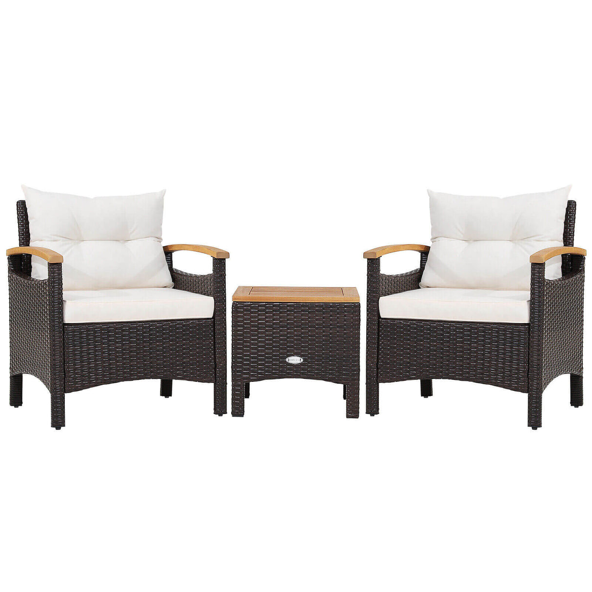 3 Pieces Patio Rattan Furniture Set with Removable Cushion