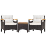 3 Pieces Patio Rattan Furniture Set with Removable Cushion