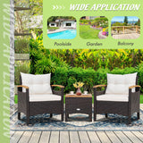 3 Pieces Patio Rattan Furniture Set with Removable Cushion