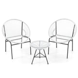 3 Pieces Patio Acapulco Furniture Bistro Set with Glass Table