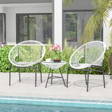3 Pieces Patio Acapulco Furniture Bistro Set with Glass Table