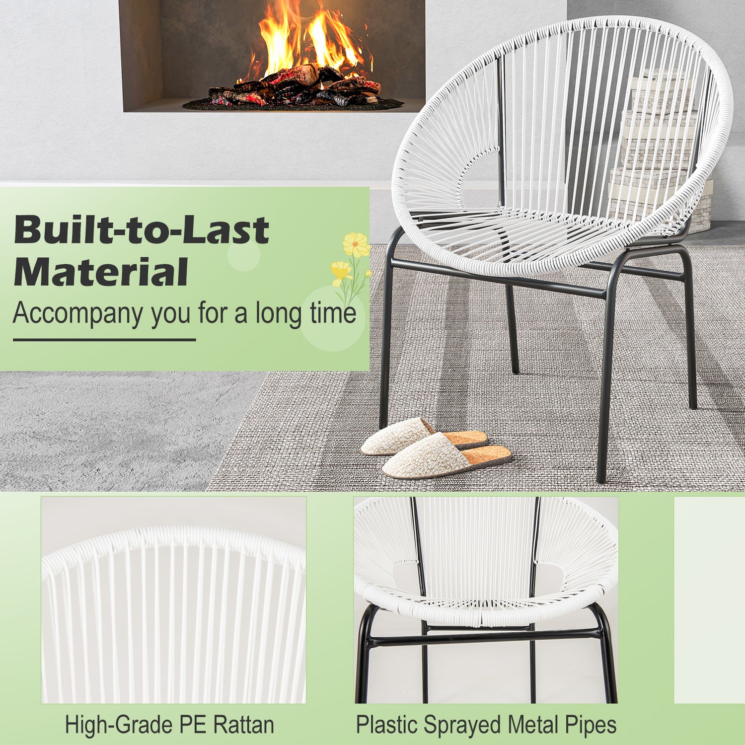 3 Pieces Patio Acapulco Furniture Bistro Set with Glass Table