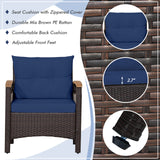 3 Pieces Patio Rattan Furniture Set with Removable Cushion