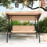 3-Piece Patio Swing with Canopy Removable Cushions and Side Pockets