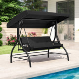 3-Piece Patio Swing with Canopy Removable Cushions and Side Pockets