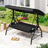 3-Piece Patio Swing with Canopy Removable Cushions and Side Pockets