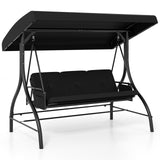 3-Piece Patio Swing with Canopy Removable Cushions and Side Pockets