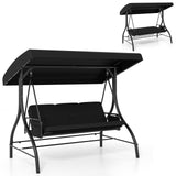 3-Piece Patio Swing with Canopy Removable Cushions and Side Pockets
