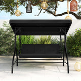 3-Piece Patio Swing with Canopy Removable Cushions and Side Pockets