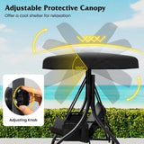 3-Piece Patio Swing with Canopy Removable Cushions and Side Pockets