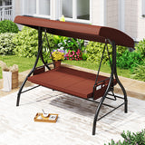 3-Piece Patio Swing with Canopy Removable Cushions and Side Pockets
