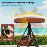 3-Piece Patio Swing with Canopy Removable Cushions and Side Pockets