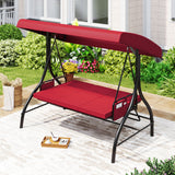 3-Piece Patio Swing with Canopy Removable Cushions and Side Pockets
