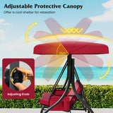 3-Piece Patio Swing with Canopy Removable Cushions and Side Pockets