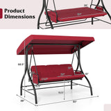 3-Piece Patio Swing with Canopy Removable Cushions and Side Pockets