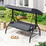 3-Piece Patio Swing with Canopy Removable Cushions and Side Pockets