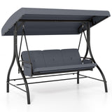 3-Piece Patio Swing with Canopy Removable Cushions and Side Pockets