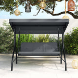 3-Piece Patio Swing with Canopy Removable Cushions and Side Pockets