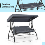 3-Piece Patio Swing with Canopy Removable Cushions and Side Pockets