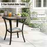 3 Piece Patio Swivel Rocker Set with Tempered Glass Side Table and Thick Cushions