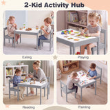 3-Piece Toddler Activity Table Set with Solid Rubber Wood Frame
