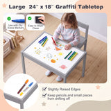 3-Piece Toddler Activity Table Set with Solid Rubber Wood Frame