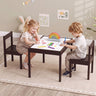 3-Piece Toddler Activity Table Set with Solid Rubber Wood Frame